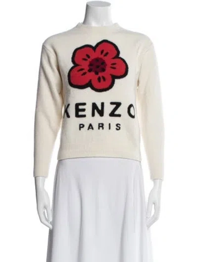 Pre-owned Kenzo Wool Graphic Print Sweater In Neutral