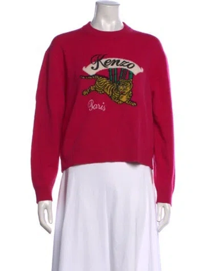 Pre-owned Kenzo Wool Graphic Print Sweater In Pink