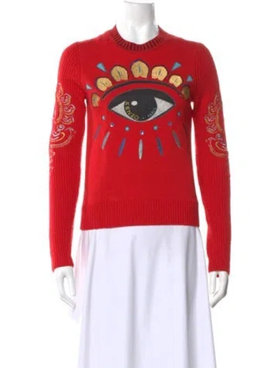 Pre-owned Kenzo Wool Graphic Print Sweater In Red