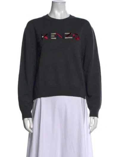Pre-owned Kenzo Wool Graphic Print Sweatshirt In Black