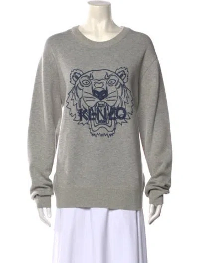 Pre-owned Kenzo Wool Graphic Print Sweatshirt In Gray