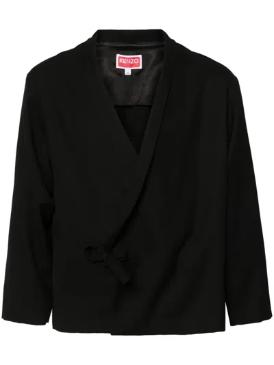 Kenzo Kimono Wool Jacket In Black