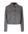 Kenzo Wool Long-sleeved Jacket In Gray