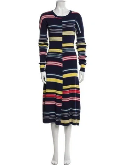Pre-owned Kenzo Wool Midi Length Dress In Blue