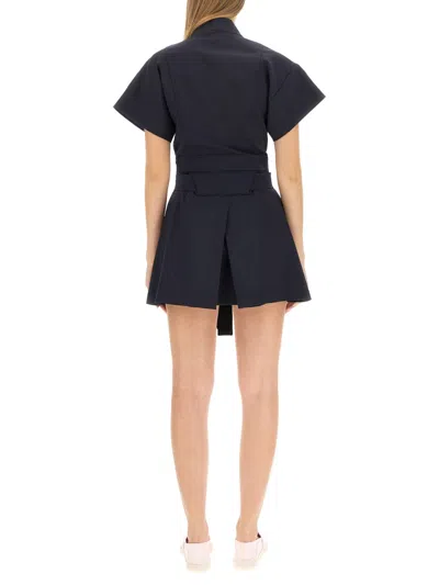 Kenzo Wool Mini Kimono Dress In Blue