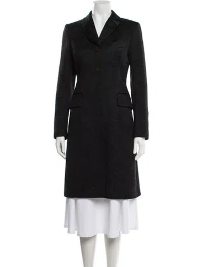 Pre-owned Kenzo Wool Patterned Coat In Black