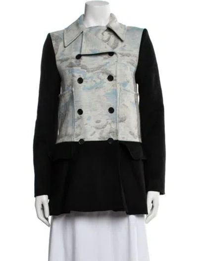 Pre-owned Kenzo Wool Patterned Coat In Black