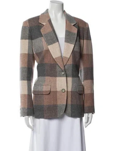 Pre-owned Kenzo Wool Plaid Print Blazer In Neutral