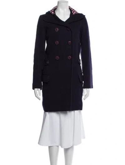 Pre-owned Kenzo Wool Plaid Print Coat In Purple