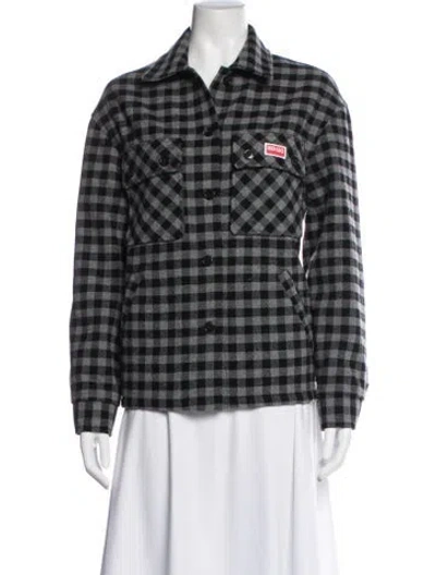Pre-owned Kenzo Wool Plaid Print Jacket In Multi