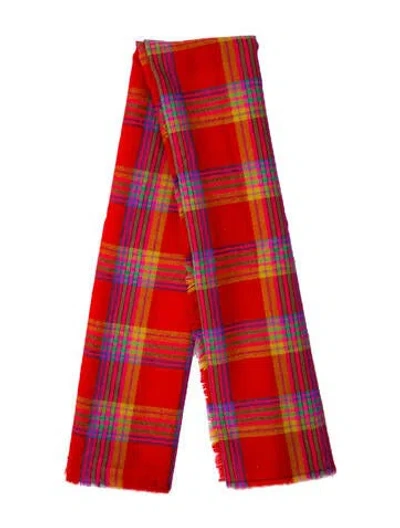 Pre-owned Kenzo Wool Plaid Print Scarf In Red