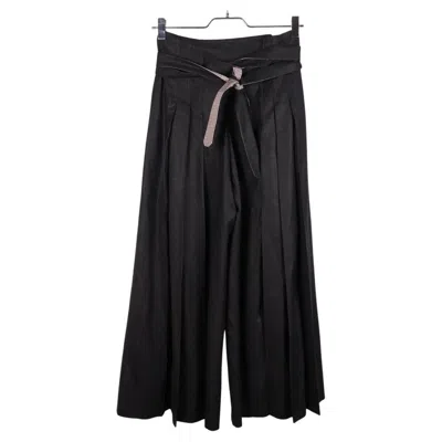 Pre-owned Kenzo Wool Pleated Trousers In Black