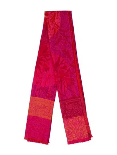 Pre-owned Kenzo Wool Printed Scarf In Pink