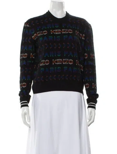 Pre-owned Kenzo Wool Printed Sweater In Black