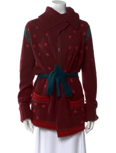 Pre-owned Kenzo Wool Printed Sweater In Burgundy