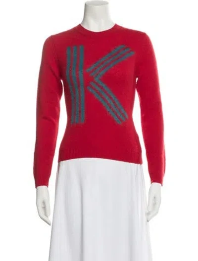Pre-owned Kenzo Wool Printed Sweater In Red