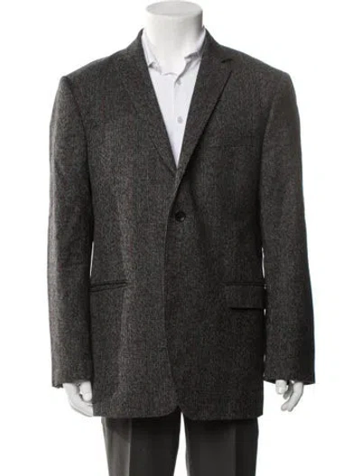 Pre-owned Kenzo Wool Striped Jacket In Gray