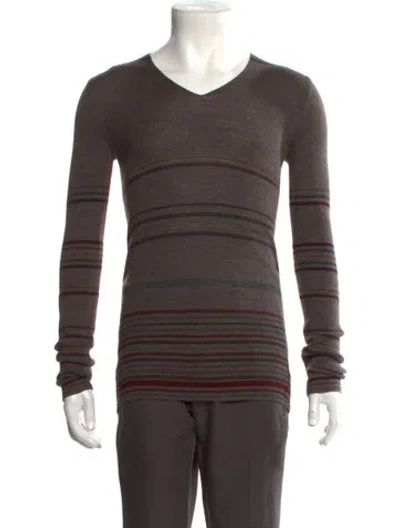 Pre-owned Kenzo Wool Striped Pullover In Brown