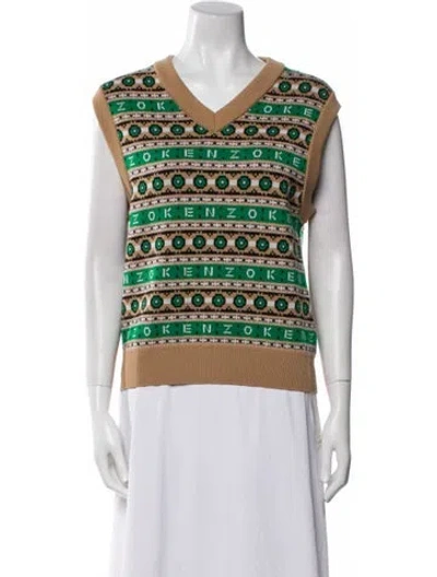 Pre-owned Kenzo Wool Striped Vest In Multi