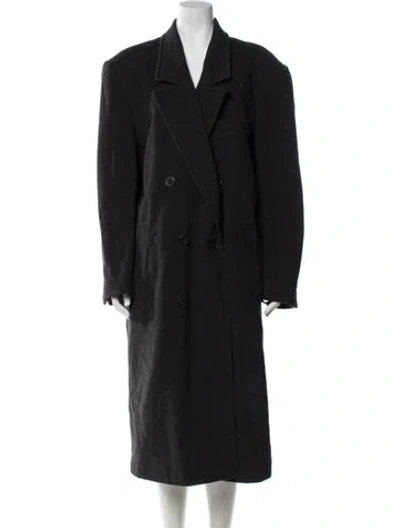 Pre-owned Kenzo Wool Trench Coat In Black