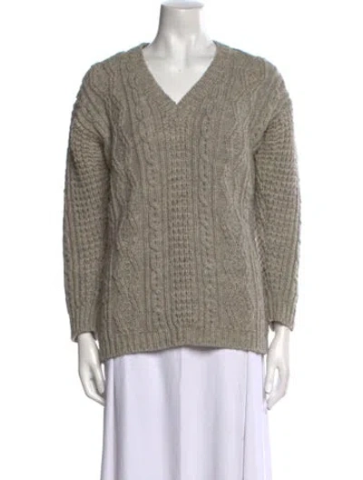 Pre-owned Kenzo Wool V-neck Sweater In Neutral