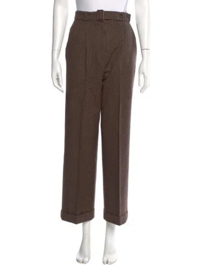 Pre-owned Kenzo Wool Wide Leg Pants In Brown