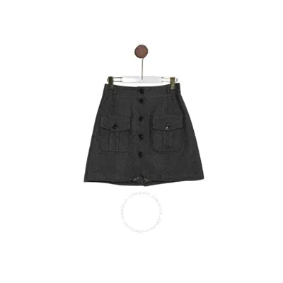 Kenzo Woolen Button Front Pocket Skirt In Grey