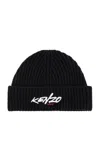 Kenzo Ribbed Signature Beanie In Black