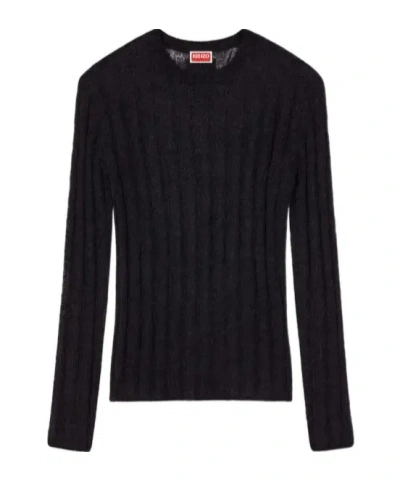 Kenzo Woolen Round-neck Sweater In Black