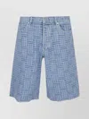 Kenzo Mens Regular-fit Weave-pattern Denim Shorts Bleached Blue Denim