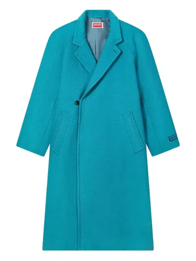Kenzo Wrap Coat In Blue