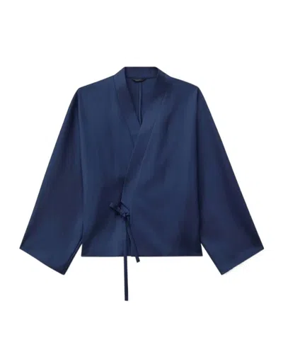 Kenzo Wrap Kimono Jacket In Blue