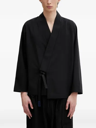 Kenzo Wrap-style Long-sleeve Jacket In Black