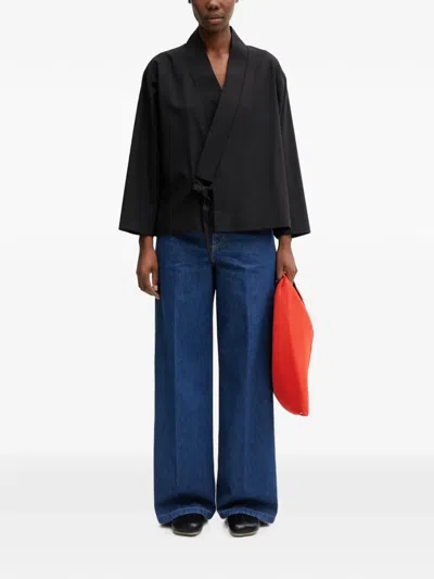 Kenzo Wrap-style Long-sleeve Top In Black