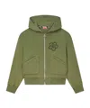 Kenzo Zip-up Hoodie With Front Pockets And Graphic Print In Green