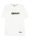Kenzo Black Cotton T-shirt With Embroidered Tiger Logo In White