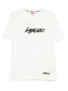 Kenzo Black Cotton T-shirt With Embroidered Tiger Logo In White