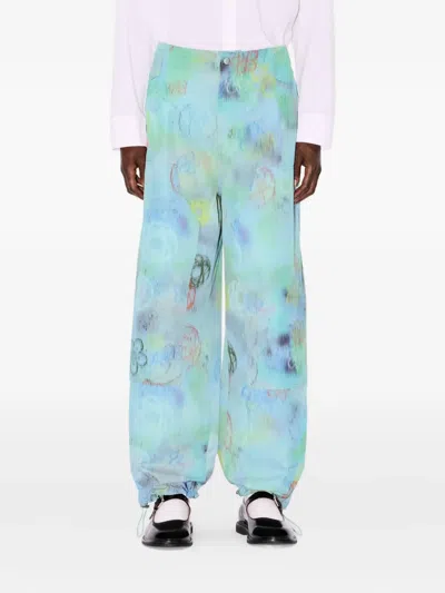Kenzo X Futura 2000 Floral-print Trousers In Blue