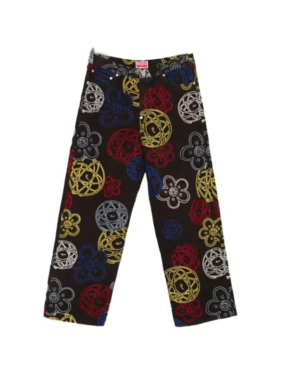 Kenzo X Futura 2000 Flower-embroidered Trousers In Multi
