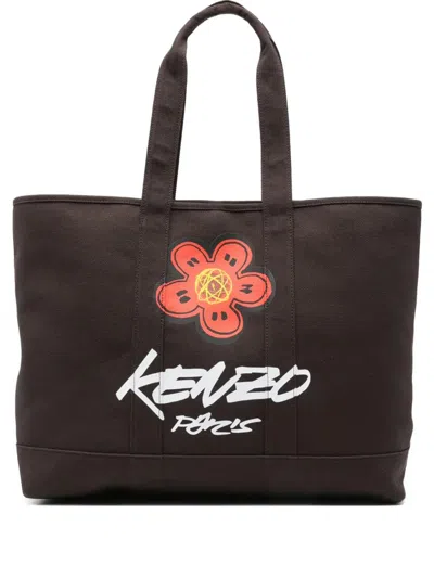 Kenzo X Futura 2000  Utility Boke Flower-print Tote Bag In Brown