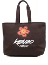 Kenzo X Futura 2000 Large Flower-print Tote Bag In Brown