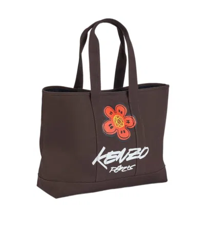 Kenzo X Futura 2000 Large Tote Bag In Brown