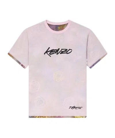 KENZO KENZO LOGO PRINTED REVERSIBLE CREWNECK T-SHIRT