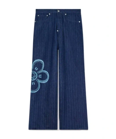 Kenzo ' X Futura 2000' Turn Up Wide Fit Jeans In Japanese Denim In Blue