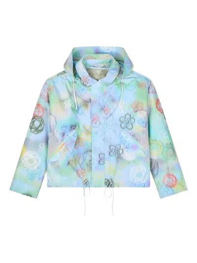 Kenzo X Futura 2000 Zip-up Hooded Jacket In Blue