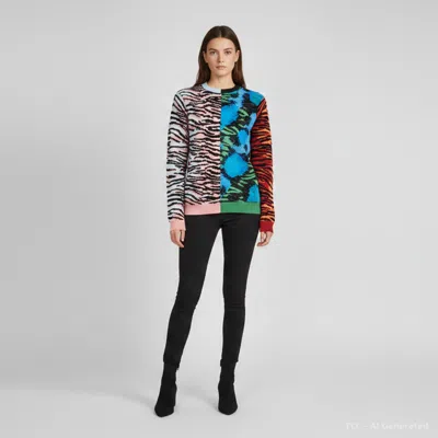 Pre-owned Kenzo X H & M Multicolor Animal Jacquard Knit Sweatshirt M