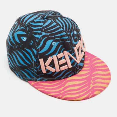 Pre-owned Kenzo X New Era Blue/pink Printed Canvas Baseball Cap Size 56.8 In Multi