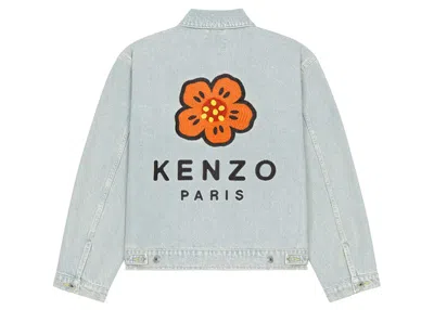 Pre-owned Kenzo X Nigo Boke Flower Women's Embroidered Denim Tracker Jacket In Sky Blue