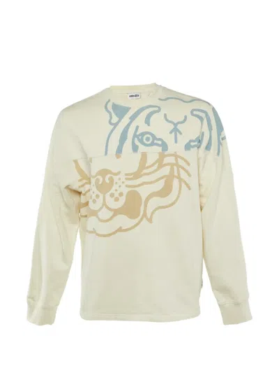 Pre-owned Kenzo X Off-white Tiger-print Sweashirt In Neutral