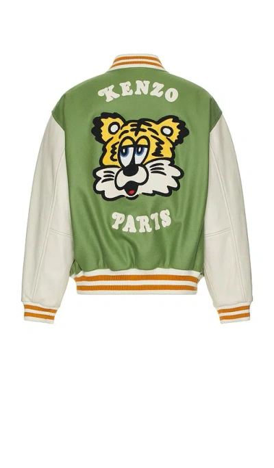 Kenzo Tiger Market Jacket Leather Sleeves In Multicoloured